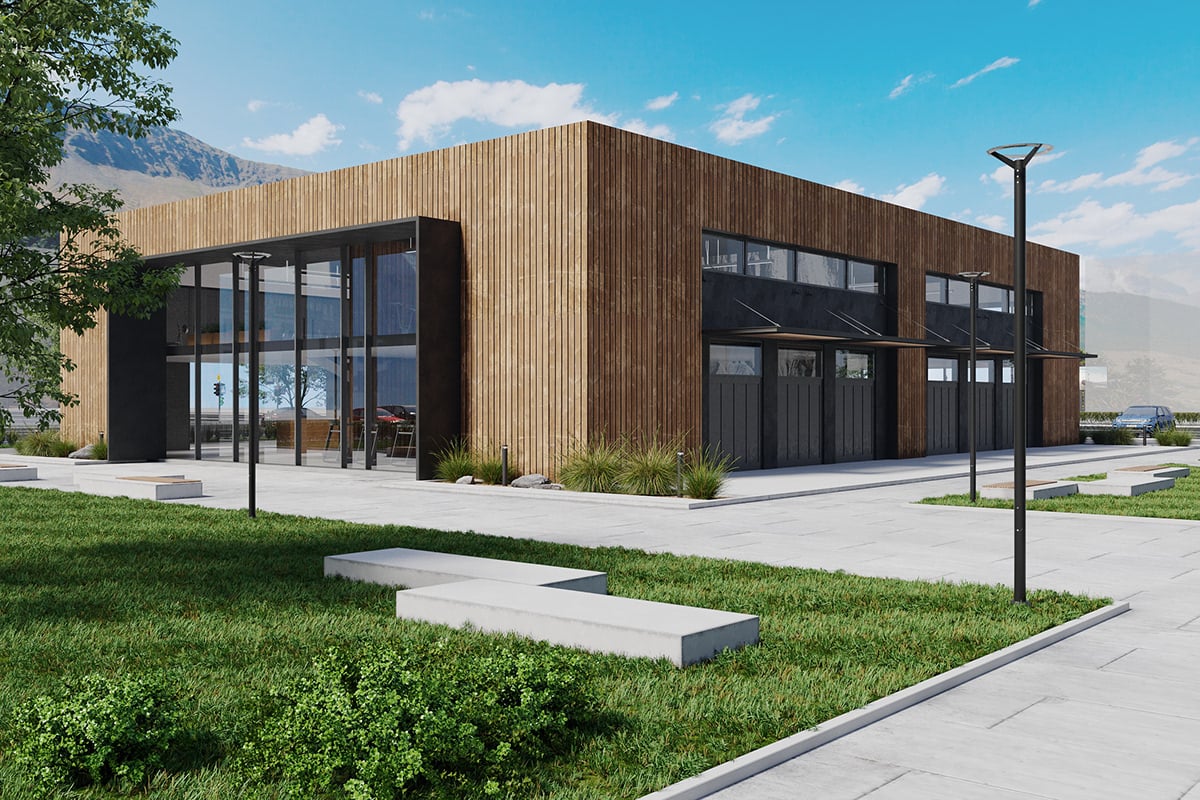 Sports facility with tennis courts